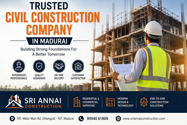 Trusted Civil Construction Company in Madurai, Affordable House Construction in Valar Nagar with Loan Facility